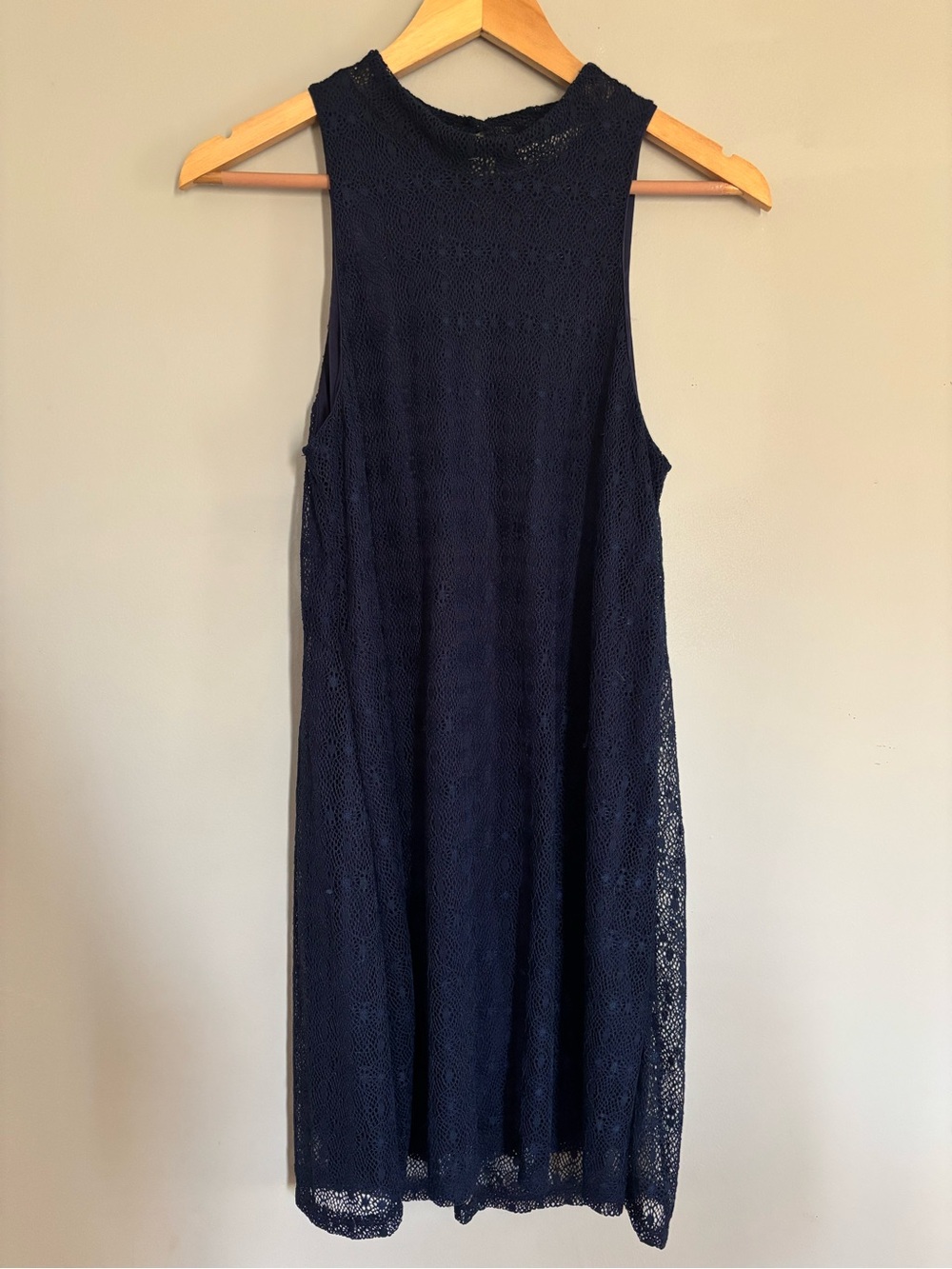 Francesca’s Navy Blue Lace Sleeveless Mini Dress Size Small